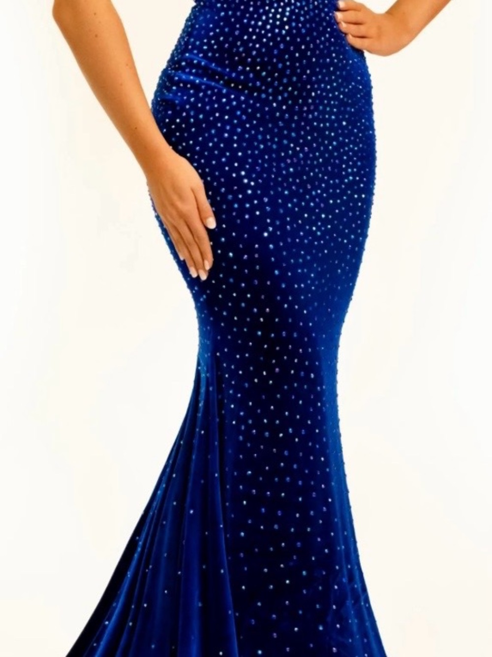 Johnathan Kayne Navy Blue Embellished Mermaid Maxi Dress